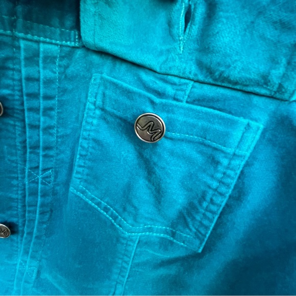 MOTTO turquoise velvet jacket, silver buttons, cuffs, collar, pockets. SzXL - Picture 12 of 15